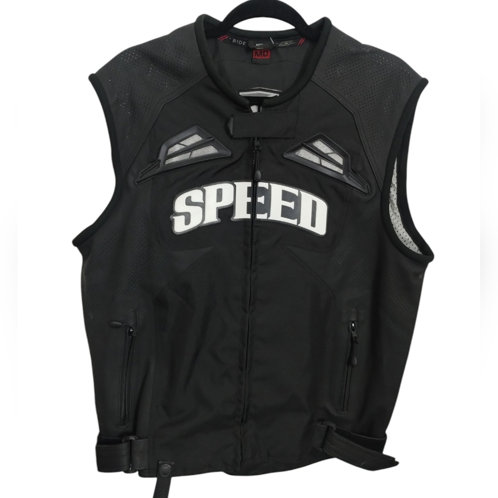 Speed & Strength Men's Leather Grunge Insurgent Motorcycle Riding‎ Vest Size MD